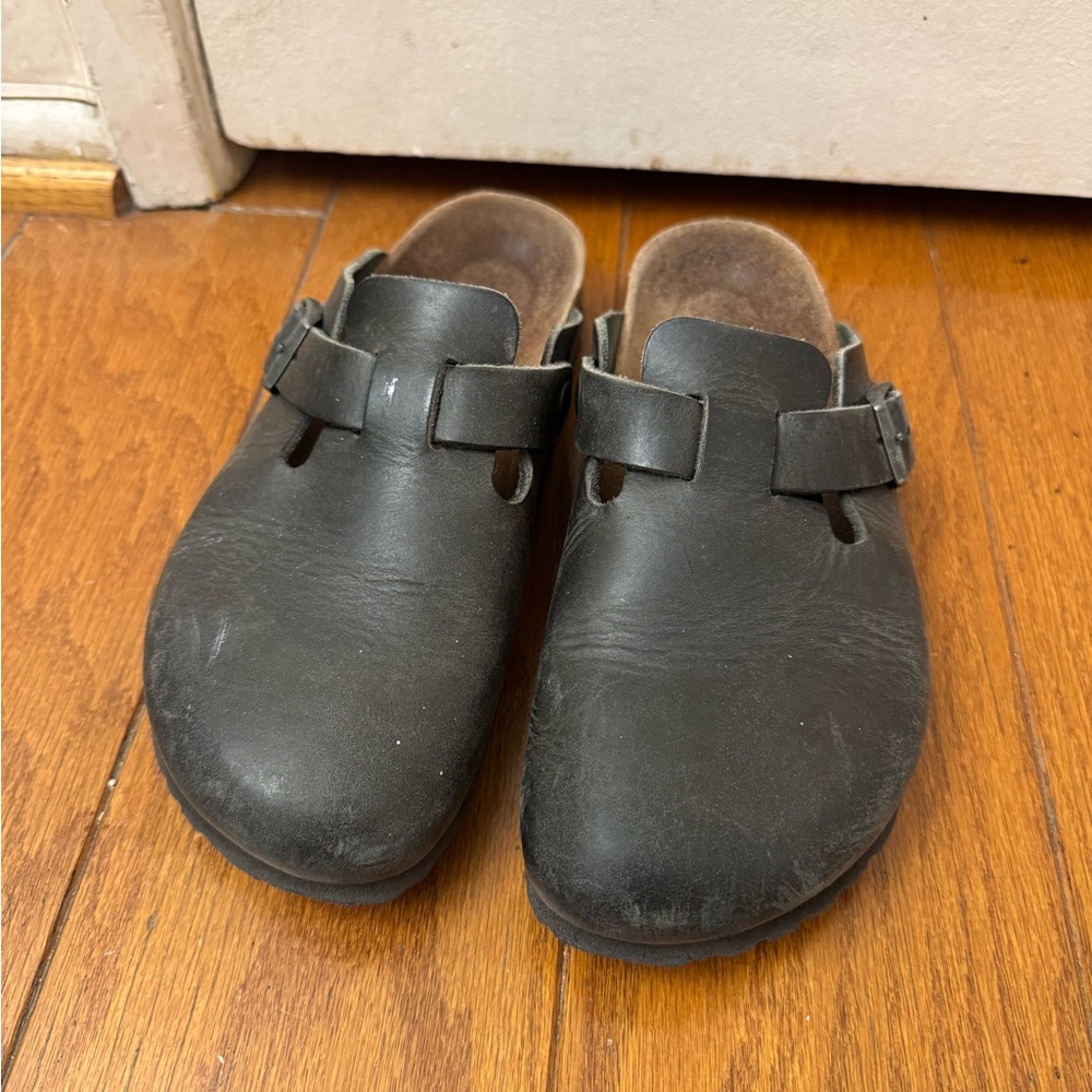 Birkenstock Black Leather Clogs